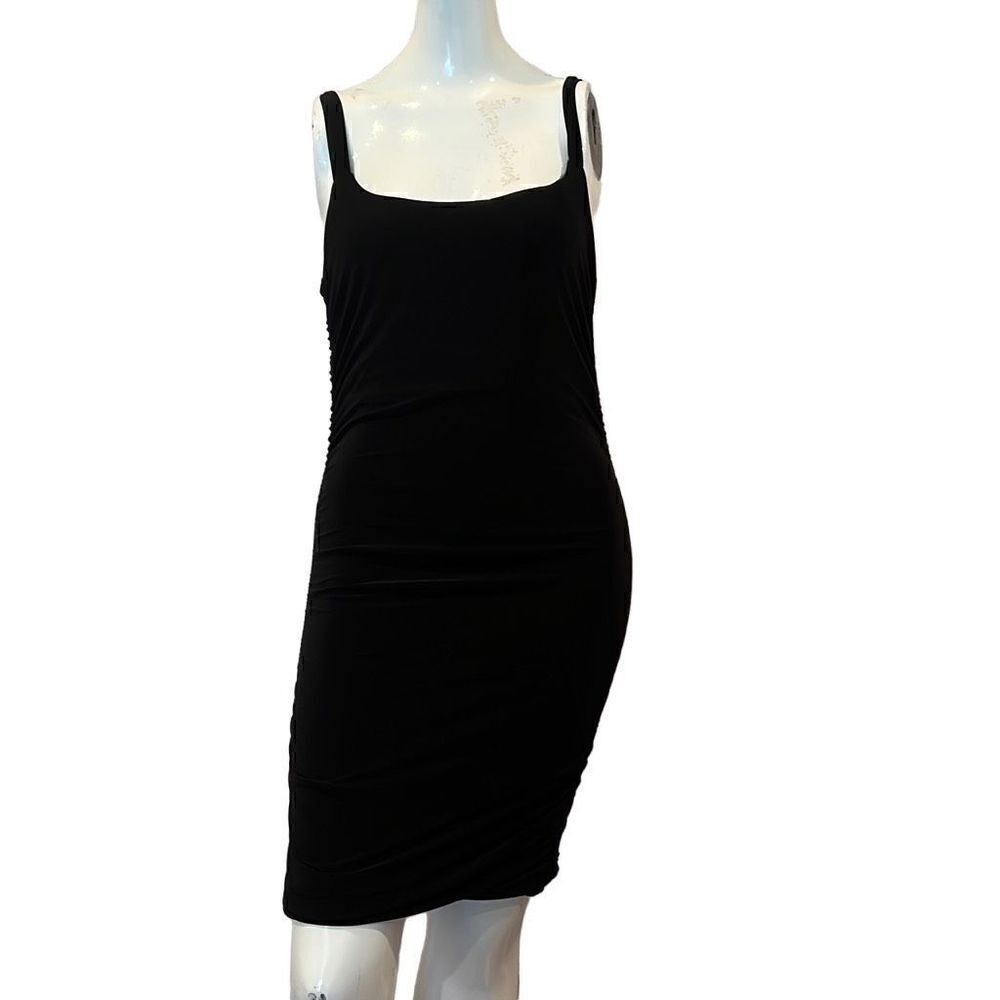 Popular 21 Ruched Black Strap Dress Sz.L